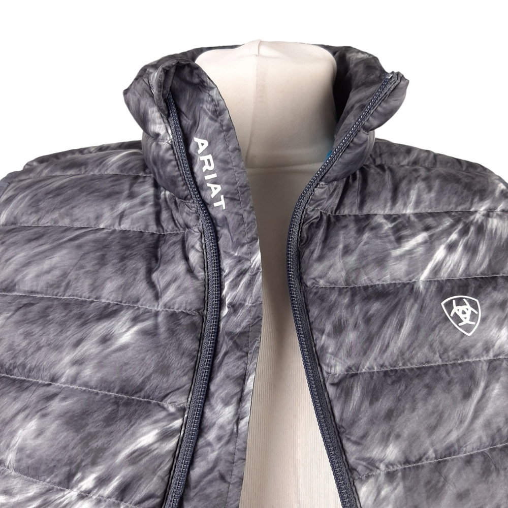 Ariat Ideal Down Lightweight Gilet Size Small Grey Animal Print Equestrian - Picture 11 of 16